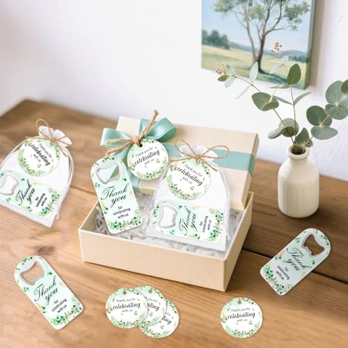 50Pcs Leaf Baby Shower Bottle Opener Favors for Guests Cute Magnetic Handheld Bottle Openers with Organza Bags and Thank You Cards, for Gender Reveal Theme Party Decorations Rerurn Gift Souvenirs - Image 4