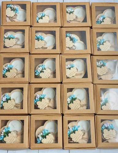 50 Piece Wooden Candle Holders, Baby Shower Party Favors for Boy,Baptism Candle Favors,Baby Christening Favors for Guests. (Blue) - Image 2