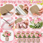 Suncalla 45 Pcs Baby Shower Centerpieces Rose, Pink Rose Vase Decor - Image 5