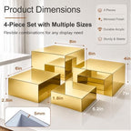 4Pcs Acrylic Risers Display Stands, Food Risers for Buffet Table, Gold - Image 3