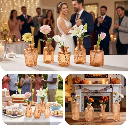 Glass Bud Vases in Bulk Small Mini Amber Vase for Flowers 40pc - Image 3
