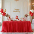 Red Tablecloth Rectangle 8 Foot Fitted Stretch Elastic Tulle Ruffle Tablecloths Rectangular Spandex Table Covers 8ft Birthday Baby Shower Wedding Party Table Cloths with Skirt by LittleFunny