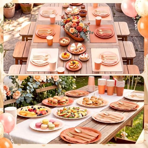 Zhehao 175 Pcs Burnt Orange Fall Party Supplies Serve 25 Guests - Image 6