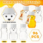 Funnymoom 96 Sets 2 oz Plastic Honey Bear Bottle Bear Shape Clear Empty Honey Jar 96 Tags 2 Rolls Jute Rope Honey Containers Empty Honey Dispenser for Baby Shower Party Favors Gifts (White Lid) - Image 4