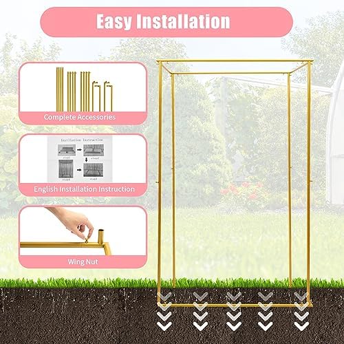 4 Post Rectangular Wedding Backdrop, Portable Pipe and Drape Backdrop Stand for Parties Silver Wedding Garden Balloon Arch Frame for Birthday Parties Banquets Background Decor - Image 6
