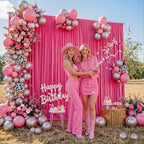 10x10ft Hot Pink Backdrop Curtain Panels for Parties - Wrinkle Free Polyester Photo Curtain Backdrop Wedding Back Drop Fabric Drapes for Party Decorations Background for Photography - Image 2