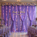 20 x 10ft Purple Chiffon Backdrop Curtain with Lights String for Parties,4 Panels Sheer Tulle Curtain Wedding Backdrop for Baby Shower Birthday Party Ceremony Reception Home Decorations - Image 3