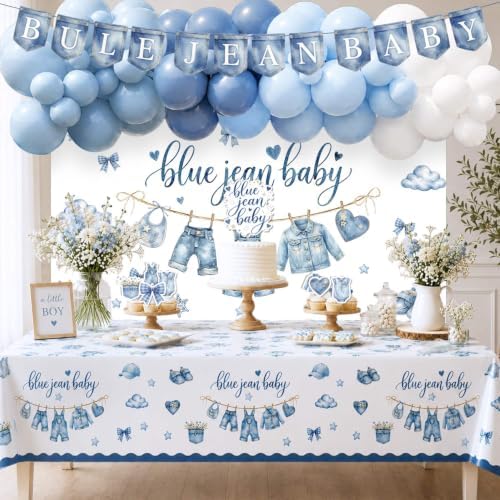 Blue Jean Denim Baby Shower Decorations for Boy - Image 5