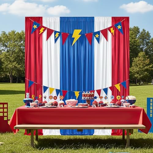 USA Backdrop Curtain 15ftx10ft - Red White Blue Wrinkle Free Satin Drapes - Image 6