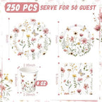 Wildflower Party Decorations, Paper Plates Napkins Cups Serve 50, Pink - Image 3