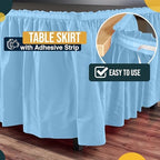 Exquisite Light Blue Table Skirt 24 Pack - Disposable Plastic Table Skirts for Rectangle Tables 6ft 8ft & Round Tables - 29in x 14ft Self-Adhesive Strip - Birthday Wedding Gender Reveal Decor - Image 3