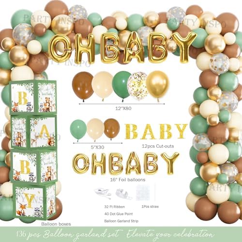 Party Inspo Woodland Baby Shower Decorations, Forest Animal Baby Shower Party Supplies, Neutral Theme Gender Reveal Party Ideas - Image 3
