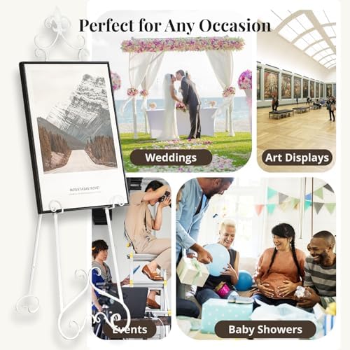 60” H White Easel Stand for Sign Metal Adjustable - Image 7