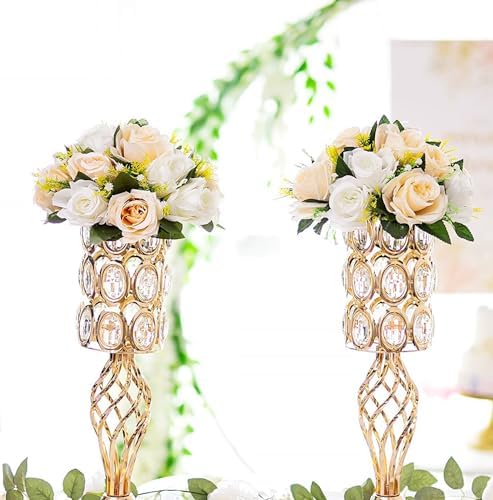 10Pcs Artificial Flower Ball Arrangement, 15 Flower Heads Wedding Roses Bouquet with Base Suitable for Parties Valentine's Day Wedding Centerpieces and Home Decor (Champagne & White) - Image 7