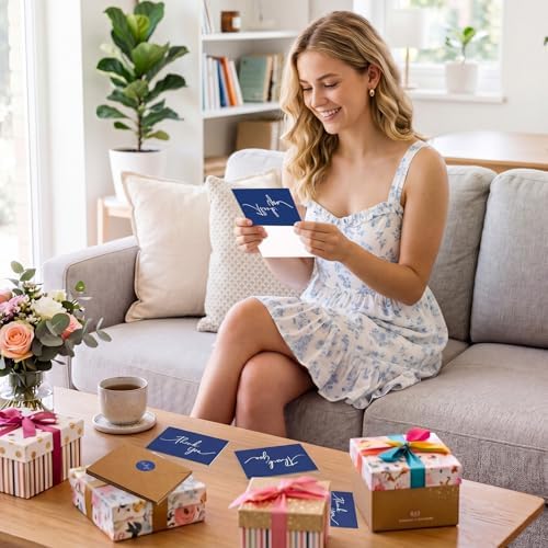 Gueevin 200 Pcs Navy Blue Thank You Cards with Envelopes and Stickers Bulk - Image 5