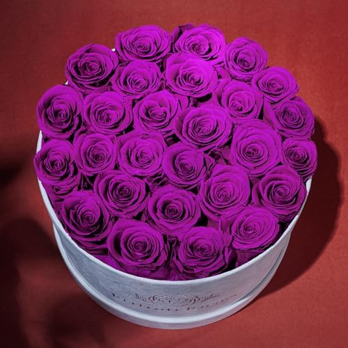 27 Roses in a Luxury Suede Box, Mother Day Flowers Gifts for Mom, Preserved Flowers for Her, Birthday Gifts for Women, Purple - Image 4