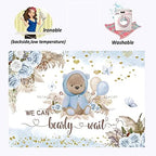 We Can Bearly Wait Backdrop for Boy's Boho Baby Shower Party Decorations 10x8ft Blue Floral Bohemian Pampas Grass Lovely Bear Baby Shower Decorations Banner Photography Background - Image 4