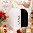 White Arched Wedding Card Box with Black Standee & Erasable Pen for Party - Image 4
