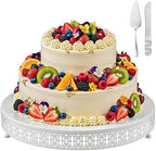 Wenqik White Metal Cake Stand 20 Inch with Cutting & Spatula by Wenqik
