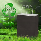 Toovip 100 Pack 8x4.75x10 Inch Medium Black Kraft Paper Bags with Handles Bulk, Gift Wrap Bags for Favor Grocery Retail Party Birthday Shopping Business Goody Craft Merchandise Take Out Sacks - Image 4