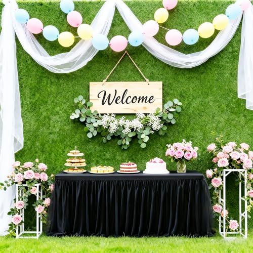 2-Pack Black 2-in-1 Tulle Tablecloth for 8-Foot Rectangular Table - Image 5