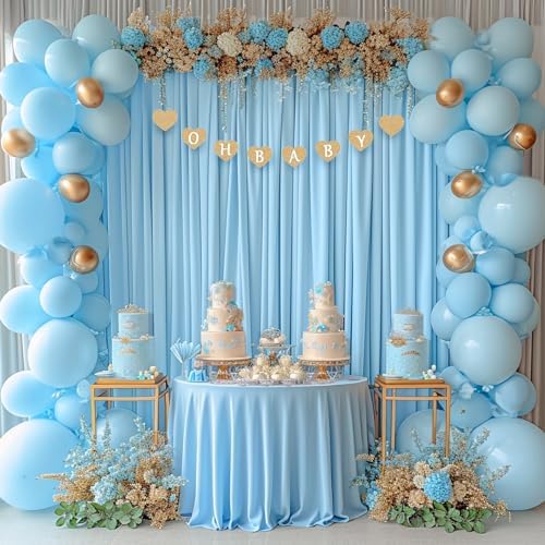 24x10FT Baby Blue Backdrop Curtains for Wedding Parties, Wrinkle Free Polyester Photography Backdrop Drapes for Wedding Baby Shower Birthday Parties Stage Background Stand Decorations 4x10ft,6 Panels - Image 6