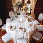 Newwiee 12 Pack Round Plastic Tablecloth Sequin Runner Set, Silver, White - Image 5