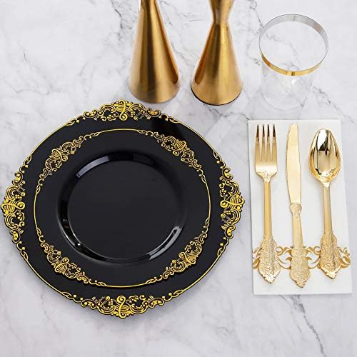 Hioasis 175 Pcs Black Gold Plates for Graduation - Image 2