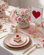bUCLA 150PCS Pink Plastic Plates - Pink and Gold Disposable Include 25 Each (Dinner & Dessert) Plates, 25 Knives, 25 Forks, 25 Spoons and 25 Cups, Ideal for Party & Wedding - Image 4