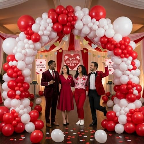 Balloon Arch Deluxe DIY Professional Kit with St. Valentine's Day Red and White Balloons (1/Pkg) Pkg/1 - Image 2