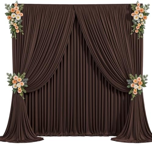 20x10ft Brown Backdrop Curtain for Wedding Parties Wrinkle Free Fabric Brown Drapes Backdrop Decoration for Baby Shower Birthday Photography Decoration 4 Panels, 5ft x 10ft by Gogoparti