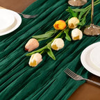 Emerald Green Cheesecloth Table Runner Boho Wrinkled Gauze Table Runners - Image 5
