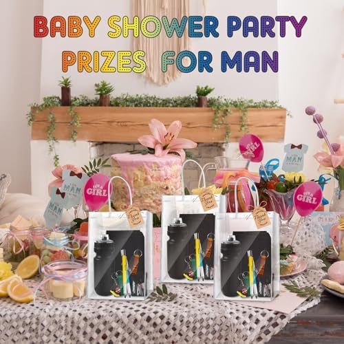 Denylo pro 48 Pcs Baby Shower Prizes for Men with Kettle Ruler Pen Cooling Towel Tool Kit Bottle Opener Cardboard Hemp Rope Plastic Bag for Baby Shower Game Winners Men Bachelor Party - Image 7