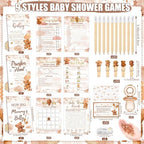 476 Pcs Brown Bear Baby Shower Games, 9 Style Baby Shower Activities - Image 3