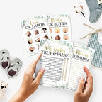 25 Greenery Love or Labor, Boobs Or Baby Butts Game, 25 True Or False, Word Scramble For Baby Shower - 4 Double Sided Cards Baby Shower Ideas, Baby Shower Party Supplies Baby Sprinkle Games - Image 2