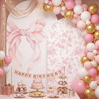 Mindsoft 2 Set Pink Bow Floral Arch Backdrop Cover 7.2ft 6.6ft - Image 6