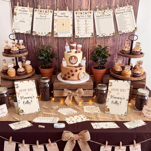 Funnymoom 426 Pcs Baby Shower Games Set Coffee Theme, 8 Activities - Image 6