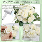 24 Bundles White Artificial Peonies Silk Flowers Bulk - Image 4