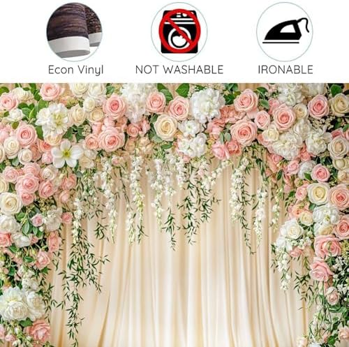 20X10FT Wedding Photography Backdrop Pink Flower Floral Bridal Backdrop Anniversary Ceremony Wall Background Flower Girl Birthday Party Decorations Baby Shower Banner Mother's Day Photo Booth Props - Image 6