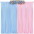 10x8ft Blue Pink Photo Backdrop Curtains for Gender Reveal Wrinkle Free Polyester Photoshoot Curtains Drapes Backdrop for Baby Shower Boy or Girl Birthday Party Photography Background 2 Panels 5x8FT - Image 2