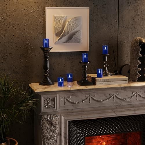 12Pack Flameless LED Candles with Timer, Battery Operated, Blue, 2"x3" - Image 4