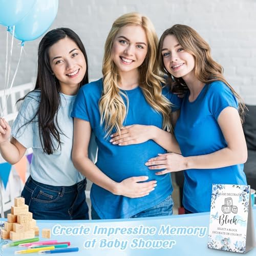 Marsui 136 Pcs Baby Shower Blocks to Decorate Game Kit, Blue Butterfly - Image 7