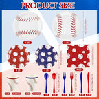 Kochorie 400 Pieces Baseball Disposable Tableware Sets, Baseball Party Supplies with Plates Cups Napkins Cutlery Serves 50 for Birthday Sports Party Decorations - Image 2