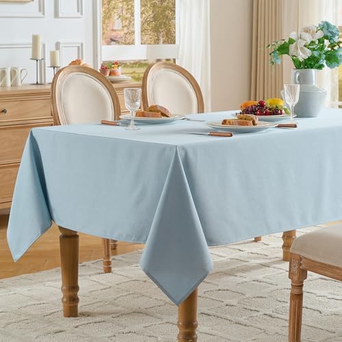 Light Blue Rectangle Tablecloth 60 x 120 Inch Machine Wash Indoor & Outdoor - Image 2