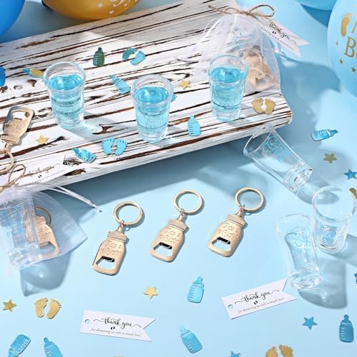 Vesici 20 Set Elephant Boy Baby Shower Favors for Guests Acrylic Shot Glasses Gold Bottle Opener Keychains Thank You Tags and Bags for Baby Shower Party Gender Reveal Party Guests Return Gift - Image 5