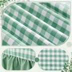 Moukeren 120"x60" Ruffled Tablecloth Table Cover, Sage Green, Gingham - Image 3