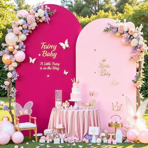 Pink and Hot Pink Photo Arch Backdrop Cover Set of 2 Spandex 7.2 and 6ft Arch Covers Stretchy Backdrop Birthday Party Arch Stand Covers for Girls Baby Shower Wedding Banquet Background Decoration by Suppromo