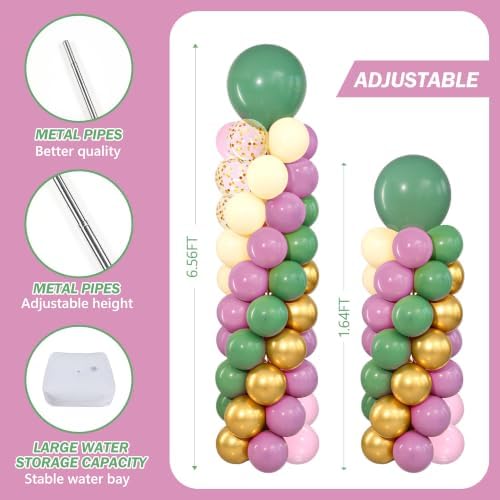 Dusty Green Purple Pink Balloons Stand Column Kits 2 Sets for Floor - Image 4