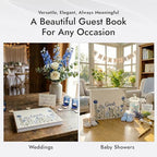 Linen Floral Embroidered Photo Wedding Guest Book - Dusty Blue Guestbook - Image 5