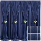 8 Panels Navy Blue Backdrop Curtain for Parties Wrinkle Free Photo Curtains Backdrop Drapes Fabric Decoration for Wedding Birthday Party Baby Shower 40ft(W) x 10ft(H) by Tao-GePartyDecorations